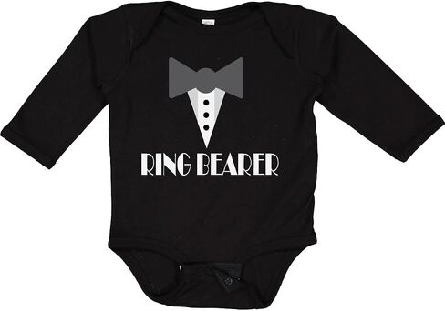 inktastic Ring Bearer Mock Tux Tuxedo Long Sleeve Creeper in Saudi Arabia