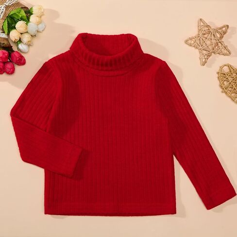 DEFAHN 2 Pack Toddler Unisex Solid Turtleneck T-Shirt Long Sleeve Ribbed Sweatshirt Basic Tee Tops Girls Boys in Kuwait