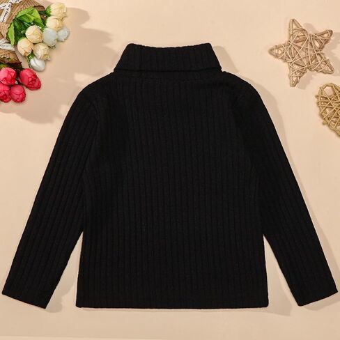 DEFAHN 2 Pack Toddler Unisex Solid Turtleneck T-Shirt Long Sleeve Ribbed Sweatshirt Basic Tee Tops Girls Boys in Kuwait