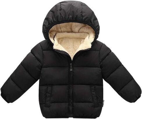 معاطف شتوية للأطفال الأولاد والبنات الصغار وسترة منتفخة بغطاء للرأس وسترة ثلجية ومعطف خارجي in Kuwait