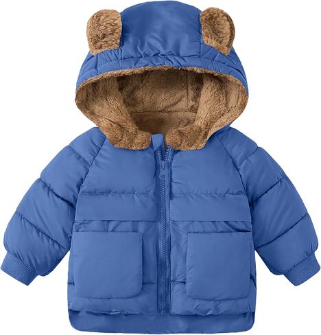 TUONROAD Baby Girls Coats for 6 Months-5 Years Toddlers Boy Winter Jacket Warm Bear Hooded Outdoor Coats Size 5 in Kuwait