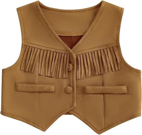 MBMSHEGH Toddler Baby Boy Girls ​Western Fringe Vest Clothes Hippie Boho Cowgirl Cowboy Waistcoat Kids 70s Tassels Jacket in Saudi Arabia