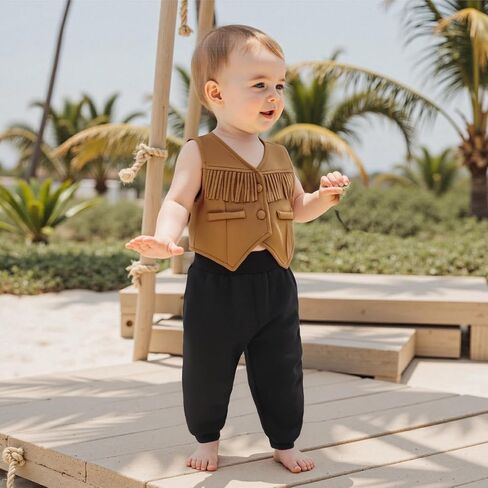 MBMSHEGH Toddler Baby Boy Girls ​Western Fringe Vest Clothes Hippie Boho Cowgirl Cowboy Waistcoat Kids 70s Tassels Jacket in Saudi Arabia