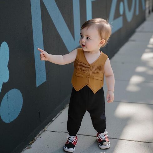 MBMSHEGH Toddler Baby Boy Girls ​Western Fringe Vest Clothes Hippie Boho Cowgirl Cowboy Waistcoat Kids 70s Tassels Jacket in Saudi Arabia
