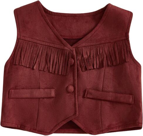 MBMSHEGH Toddler Baby Boy Girls ​Western Fringe Vest Clothes Hippie Boho Cowgirl Cowboy Waistcoat Kids 70s Tassels Jacket in Saudi Arabia