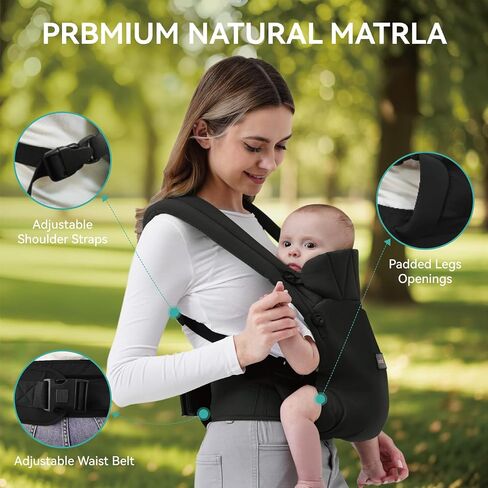 Baby Carrier Newborn to Toddler 7-45 lbs with Natural Material, Ergonomic Design,Versatile and Adjustable,Hands Free for Moms&Dads,Green in Saudi Arabia