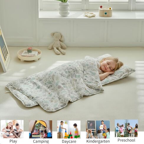 Toddler Nap Mat with Pillow and Blanket,Extra Large Roll Up Kids Sleeping Mat,Soft Slumber Bags for Girls,Perfect for Daycare,Preschool Travel Camping in Saudi Arabia