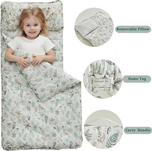 Toddler Nap Mat with Pillow and Blanket,Extra Large Roll Up Kids Sleeping Mat,Soft Slumber Bags for Girls,Perfect for Daycare,Preschool Travel Camping in Saudi Arabia