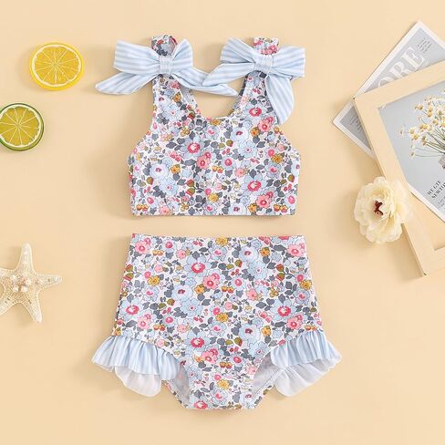 Yccutest طفل فتاة لباس سباحة طفل بيكيني ملابس السباحة الفتيات قطعتين القوس تانك القمم السراويل لباس سباحة طفل الفتيات ملابس السباحة in Kuwait