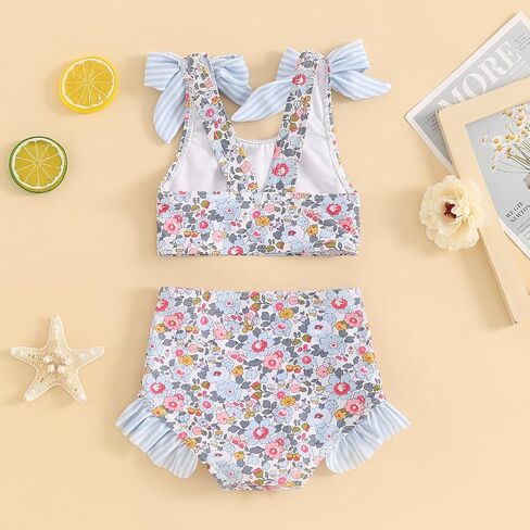 Yccutest طفل فتاة لباس سباحة طفل بيكيني ملابس السباحة الفتيات قطعتين القوس تانك القمم السراويل لباس سباحة طفل الفتيات ملابس السباحة in Kuwait
