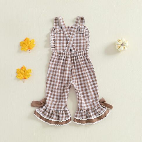 Toddler Baby Girl Christmas Outfit Overalls Lamp Romper Suspender Jumpsuit | Sleeveless Kids Baby Santa Outfit, Holly Jolly Letter Bell Bottoms, Holiday One Piece Jumpsuit, 6 12 18 24 Months 1-5T in Saudi Arabia