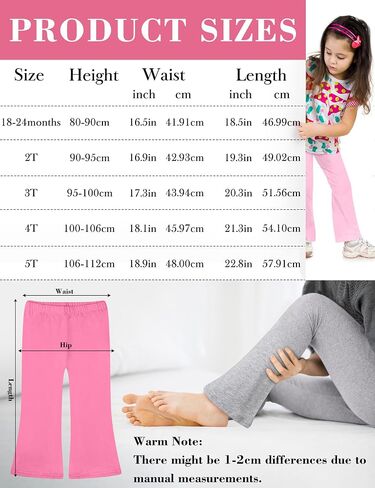 FEQO Toddler Girl Flare Pants Baby Girl Cotton Leggings Bell Bottoms Size 18M-5T in Saudi Arabia