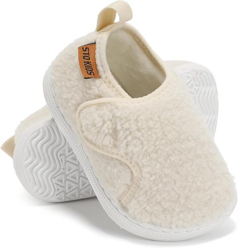 Baby Slippers Boys Girls Indoor Outdoor Non Slip Slippers Comfort Lightweight Shoes with Warm Wool Interior for 6 12 18 24 Months in Saudi Arabia