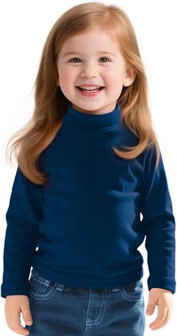 Witwot Toddler Girls Mock Turtleneck Shirts Cotton Baby Girl Long Sleeve Thermal T-Shirt Soft Basic Pullover Top Size 18M-5T in Saudi Arabia