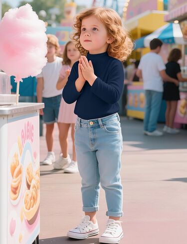 Witwot Toddler Girls Mock Turtleneck Shirts Cotton Baby Girl Long Sleeve Thermal T-Shirt Soft Basic Pullover Top Size 18M-5T in Saudi Arabia