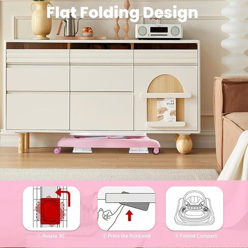 Baby Walker, 5-in-1 Baby Walkers for Boys and Girls 6-12 Months with Bouncer, Removable Footrest, Feeding Tray & Music, Foldable & Adjustable Activity Walker for 6-18 Months Toddler Infant in Saudi Arabia