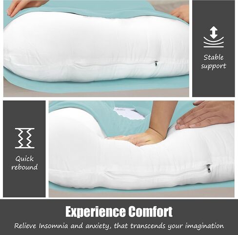 وسادة الحمل على شكل حرف U من HIPHOP PANDA للنوم - وسادة دعم الأمومة لكامل الجسم مع غطاء قابل للإزالة - مريحة للظهر والوركين والساقين والبطن - 57 بوصة للنساء الحوامل، أسود in Kuwait