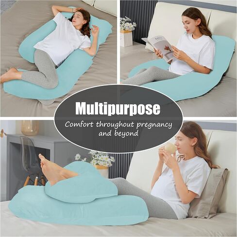 وسادة الحمل على شكل حرف U من HIPHOP PANDA للنوم - وسادة دعم الأمومة لكامل الجسم مع غطاء قابل للإزالة - مريحة للظهر والوركين والساقين والبطن - 57 بوصة للنساء الحوامل، أسود in Kuwait