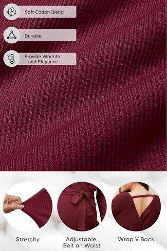 OUGES Womens Soft Cotton Blend Maternity Sweater Wrap V Neck Long Sleeve V Back Fall Shirts Pregnancy Outfits with Belt in Saudi Arabia