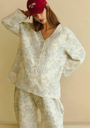 NOTHING FITS BUT 100% Cotton Muslin Gauze Nursing Set, 2 Piece Postpartum Pajamas for Nursing & Loungewear, Soft Pjs in Saudi Arabia