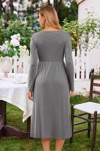 OUGES Cotton Blend Maternity Pajamas Nightgown Button Down Nursing Gown Labor Delivery Breastfeeding Dress with Pockets in Saudi Arabia