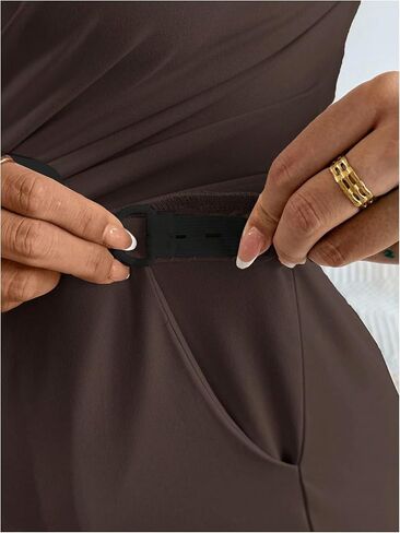 ملابس حمل نسائية من MakeMeChic مكونة من قطعتين ملابس خريفية بلوزات وسراويل غير متماثلة مجموعات متطابقة للحمل بني متوسط in Saudi Arabia