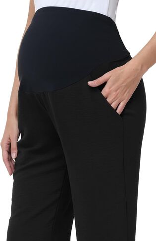سراويل الحمل النسائية واسعة الساق عالية الخصر كاجوال Palazzo Beach Pants مريحة للحمل in Kuwait