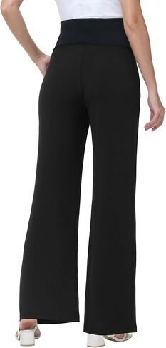 سراويل الحمل النسائية واسعة الساق عالية الخصر كاجوال Palazzo Beach Pants مريحة للحمل in Kuwait