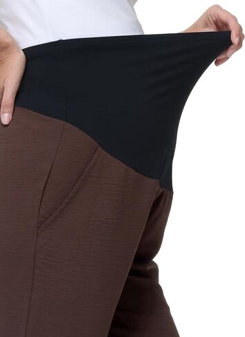 سراويل الحمل النسائية واسعة الساق عالية الخصر كاجوال Palazzo Beach Pants مريحة للحمل in Kuwait