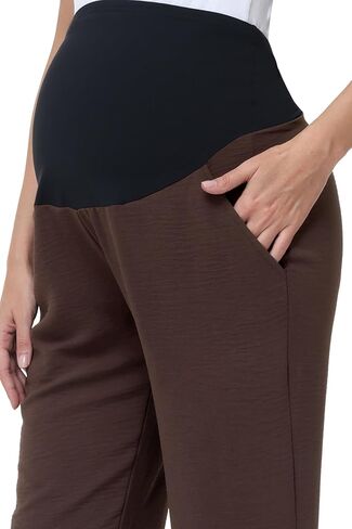 سراويل الحمل النسائية واسعة الساق عالية الخصر كاجوال Palazzo Beach Pants مريحة للحمل in Kuwait
