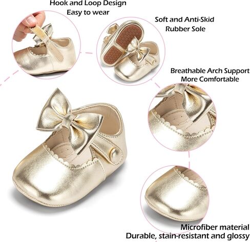 Baby Girls Mary Jane Flats - Infant,Babies Walking Shoes Soft Rubber Sole Princess Wedding in Kuwait