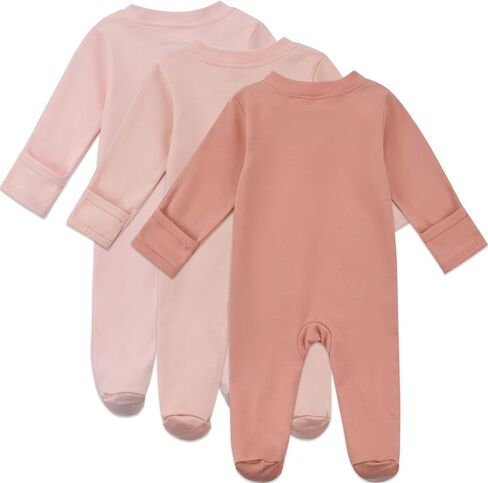 Aablexema Baby Organic Cotton Pajamas 2 Way Zipper Preemie Newborn One Piece Outfit Long Sleeve Footed Sleepwear in Saudi Arabia