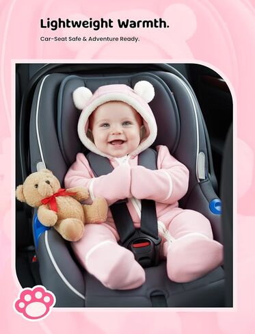PATPAT Fleece Hooded Footed Clothes, Soft Warm Footie Covers, Car Seat Friendly, Easy Zip,Cute Romper Newborn Infant Jumpsuit in Saudi Arabia