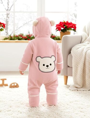 PATPAT Fleece Hooded Footed Clothes, Soft Warm Footie Covers, Car Seat Friendly, Easy Zip,Cute Romper Newborn Infant Jumpsuit in Saudi Arabia