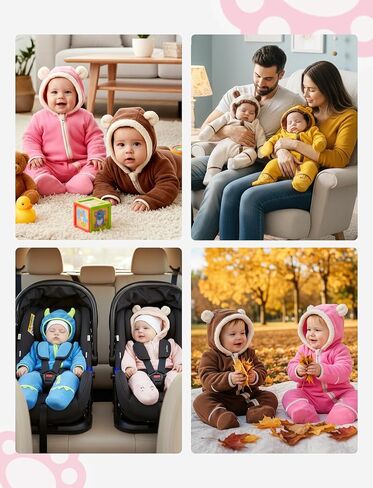 PATPAT Fleece Hooded Footed Clothes, Soft Warm Footie Covers, Car Seat Friendly, Easy Zip,Cute Romper Newborn Infant Jumpsuit in Saudi Arabia