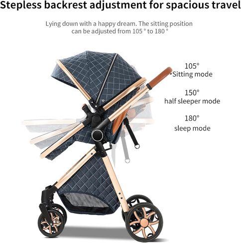 2 in 1 Baby Stroller with Bassinet Mode, Reversible Infant Pram, One-Click Folding, Newborn Travel Stroller, Convertible Toddler Standard Pram Carriage (2US588-BG) in Saudi Arabia