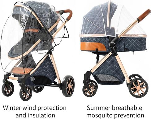 2 in 1 Baby Stroller with Bassinet Mode, Reversible Infant Pram, One-Click Folding, Newborn Travel Stroller, Convertible Toddler Standard Pram Carriage (2US588-BG) in Saudi Arabia