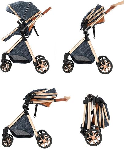 2 in 1 Baby Stroller with Bassinet Mode, Reversible Infant Pram, One-Click Folding, Newborn Travel Stroller, Convertible Toddler Standard Pram Carriage (2US588-BG) in Saudi Arabia