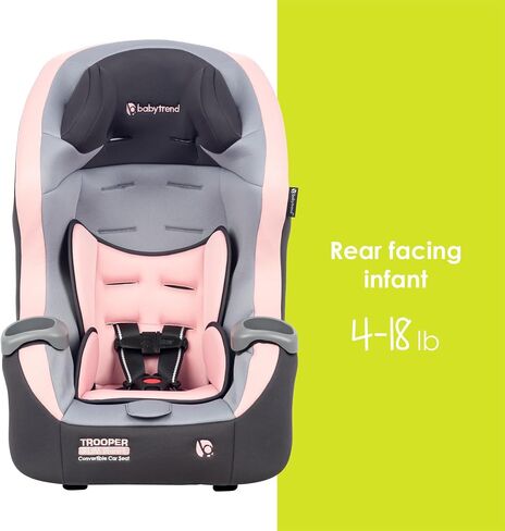 Baby Trend Trooper™ Slim 3-in-1 Convertible Car Seat, Quartz Pink – Slim Fit, 3-in-1 Growth Modes, Lightweight Design, Adjustable Comfort Padding in Saudi Arabia