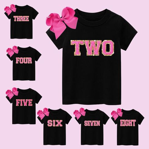 D.O.T Toddler Baby Girls Birthday Outfits Short Sleeve Shirt Sequin Shorts Hair Bow Kids Cake Smash Gifts Clothes Sets in Saudi Arabia