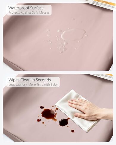 Baby Changing Pad - Vegan Leather Changing Pad, Wipeable Changing Pads, 31.5" x 16" Diaper Waterproof PU Changing Mat for Dresser Table in Kuwait