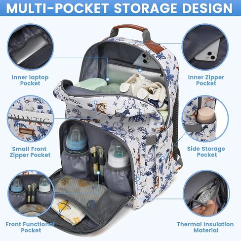Diaper Bag Backpack, Large Baby Nappy Bags with Portable Changing Pad for Boys and GirlsMultifunction Travel Baby Bag for Moms Dads, Shower Gifts Waterproof and Stylish in Saudi Arabia