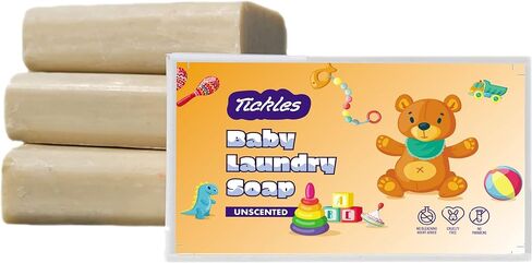 Tickles (Pack of 3) Handmade Nirol Organic Unscented Washing Soap For Baby Clothes, Diaper, Accessories Mainly for Sensitive Skin 100% Chemical Free Natural Laundry Soap For Baby (12.6 Ounce) in Saudi Arabia