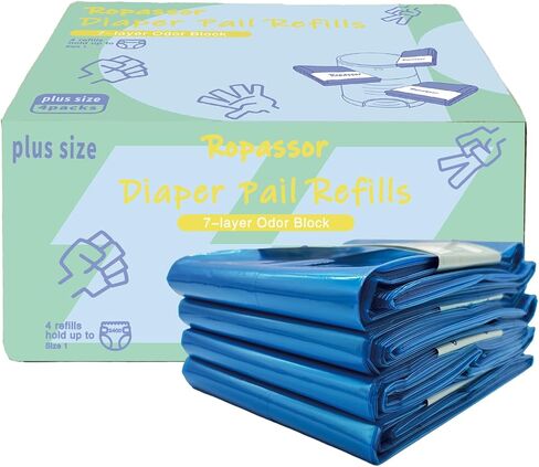 Diaper Pail Refill Bags for Dekor Plus Diaper Pail (2400 count) 4 Packs, 7-Layer Odor-Absorbing, 30% Extra Thickness, Disposable Diaper Trash Bags, Baby essentials in Saudi Arabia