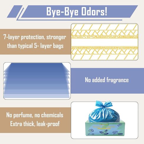 Diaper Pail Refill Bags for Dekor Plus Diaper Pail (2400 count) 4 Packs, 7-Layer Odor-Absorbing, 30% Extra Thickness, Disposable Diaper Trash Bags, Baby essentials in Saudi Arabia
