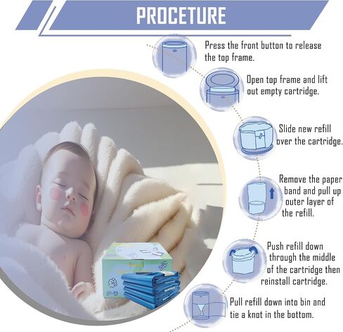 Diaper Pail Refill Bags for Dekor Plus Diaper Pail (2400 count) 4 Packs, 7-Layer Odor-Absorbing, 30% Extra Thickness, Disposable Diaper Trash Bags, Baby essentials in Saudi Arabia