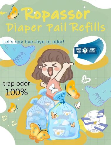 Diaper Pail Refill Bags for Dekor Plus Diaper Pail (2400 count) 4 Packs, 7-Layer Odor-Absorbing, 30% Extra Thickness, Disposable Diaper Trash Bags, Baby essentials in Saudi Arabia