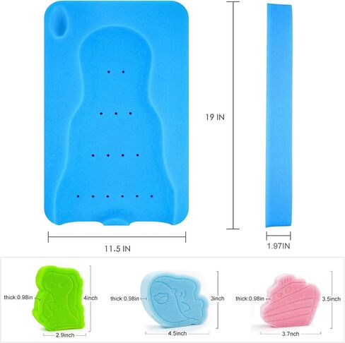 HALLO Baby Bath Sponge Soft Infant Bath Mat Newborn Cushion Odor Free (Blue) in Saudi Arabia