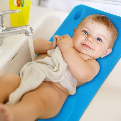 HALLO Baby Bath Sponge Soft Infant Bath Mat Newborn Cushion Odor Free (Blue) in Saudi Arabia