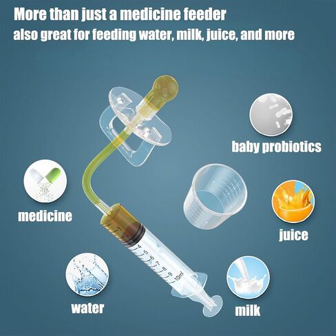 PandaEar Baby Medicine Dispenser Kit (4PCS) - Oral Syringe, Pacifier Medicine Feeder, Measuring Cup & Cleaning Brush | Silicone Baby Medicine Dropper for Newborns, Infants & Toddlers in Saudi Arabia